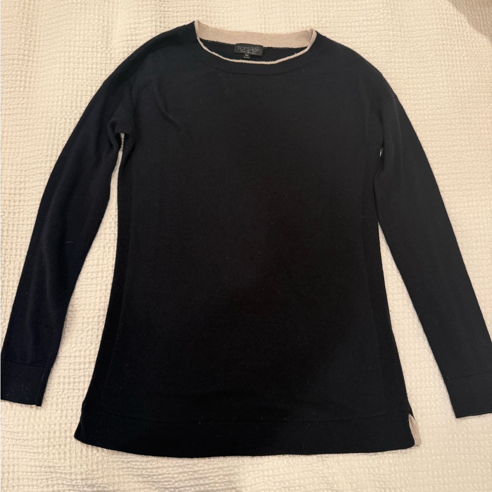 Topshop Navy and Cream Sweater